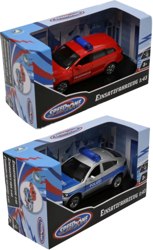 1 1St Pg Speedzone D/C Einsatzfahrzeuge, 2-fach sortiert, 1:43, Rückzug 