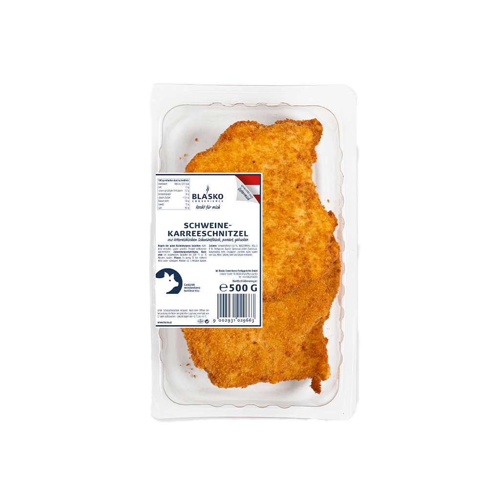 1 500g Pg Blasko S.Karreeschnitzel gebacken 