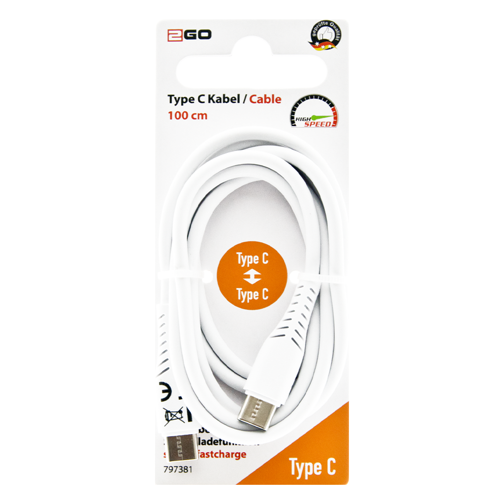 1 1St Pg 2GO USB Typ-C Ladekabel weiß 1m 