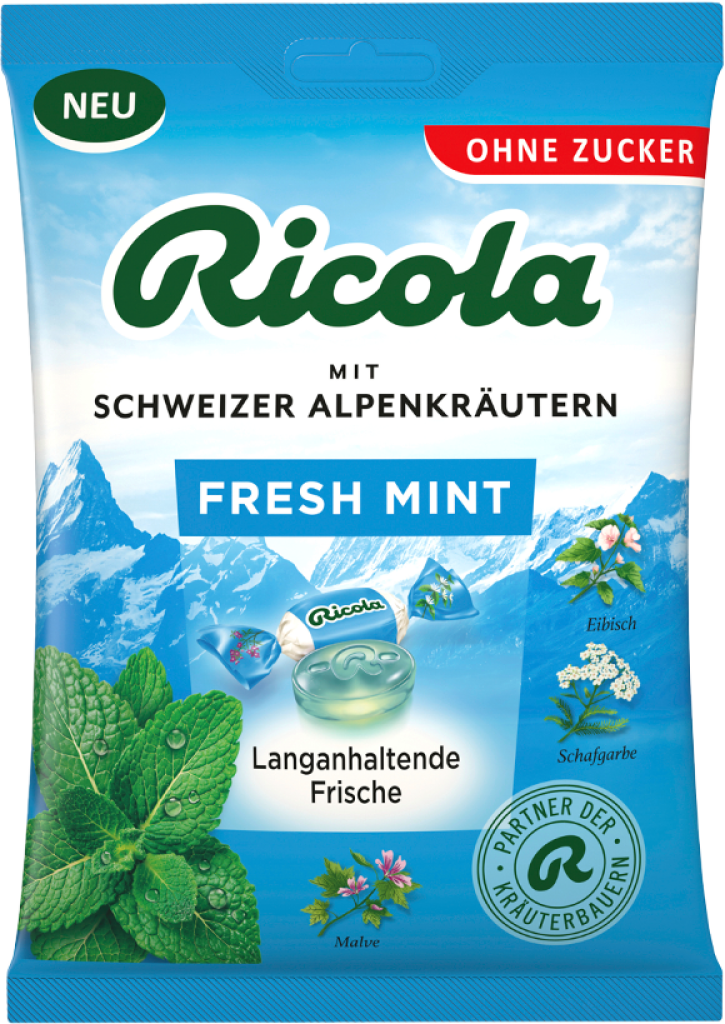 18 75g Pg Ricola Fresh Mint zuckerfrei 