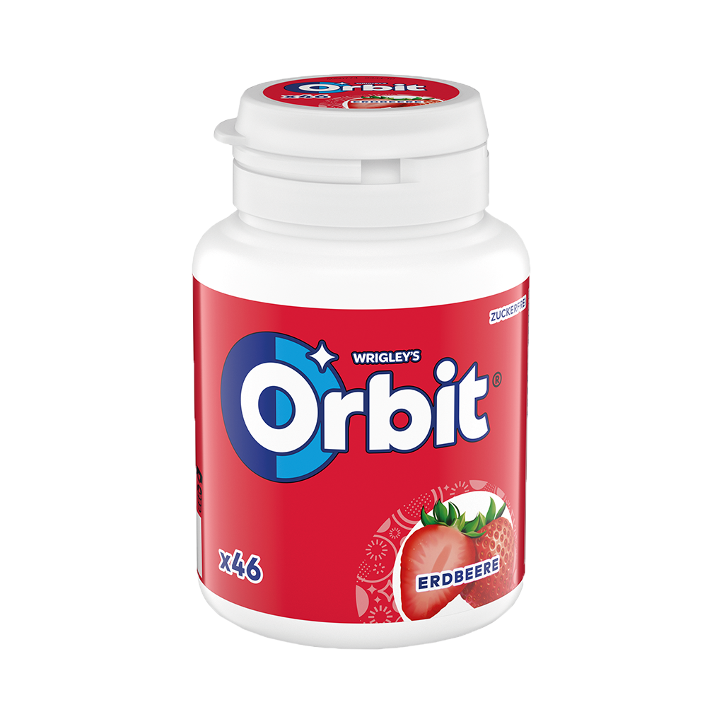 6 46St Pg Orbit Strawberry Bottle zuckerfrei Kaugummi 