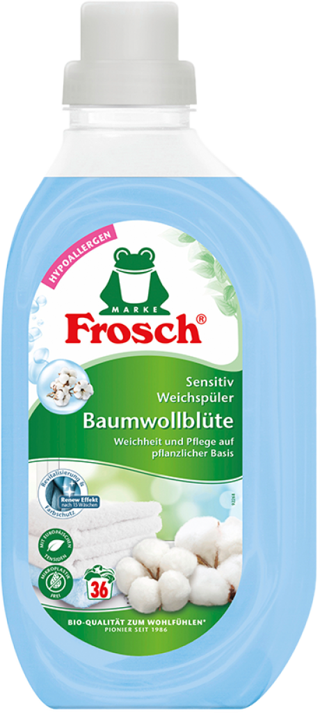 5 0.90l Fl Frosch Sensitiv Weichspüler Baumwollblüte 