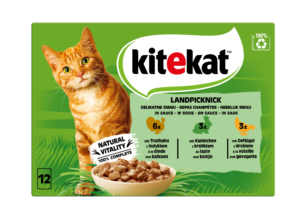 4 12 St Pg Kitekat Katzenfutter Landpicknick in Sauce 