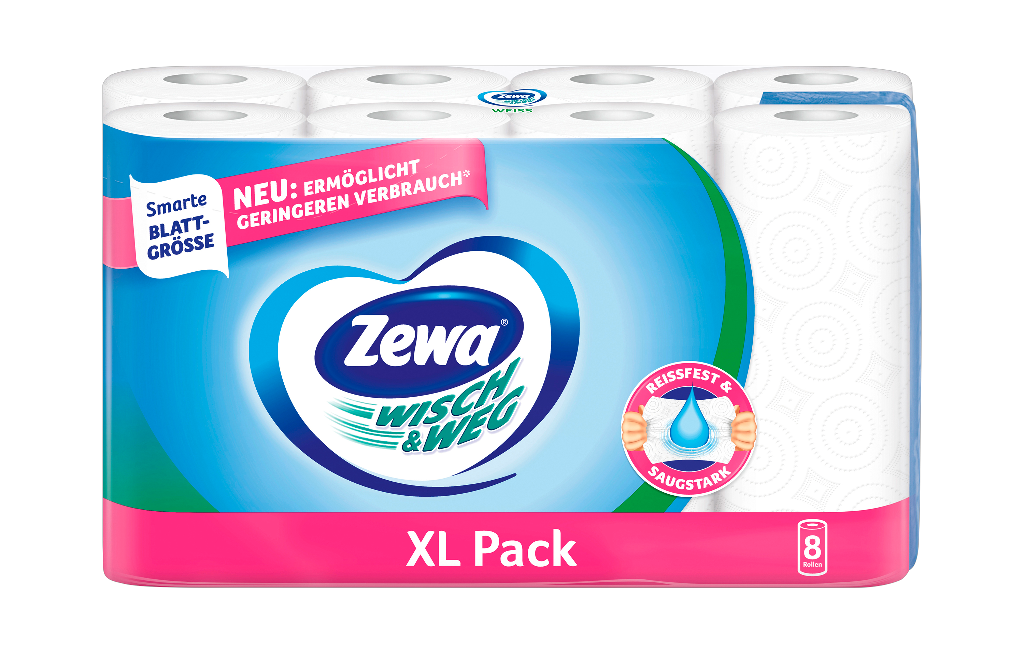6 8St Pg ZEWA Wisch+Weg Küchenrolle 