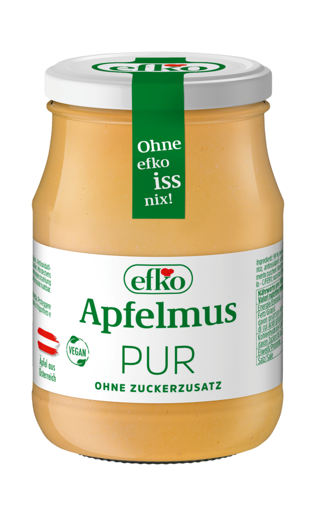 6 370ml Gl Efko Apfelmus pur ohne Zuckerzusatz 