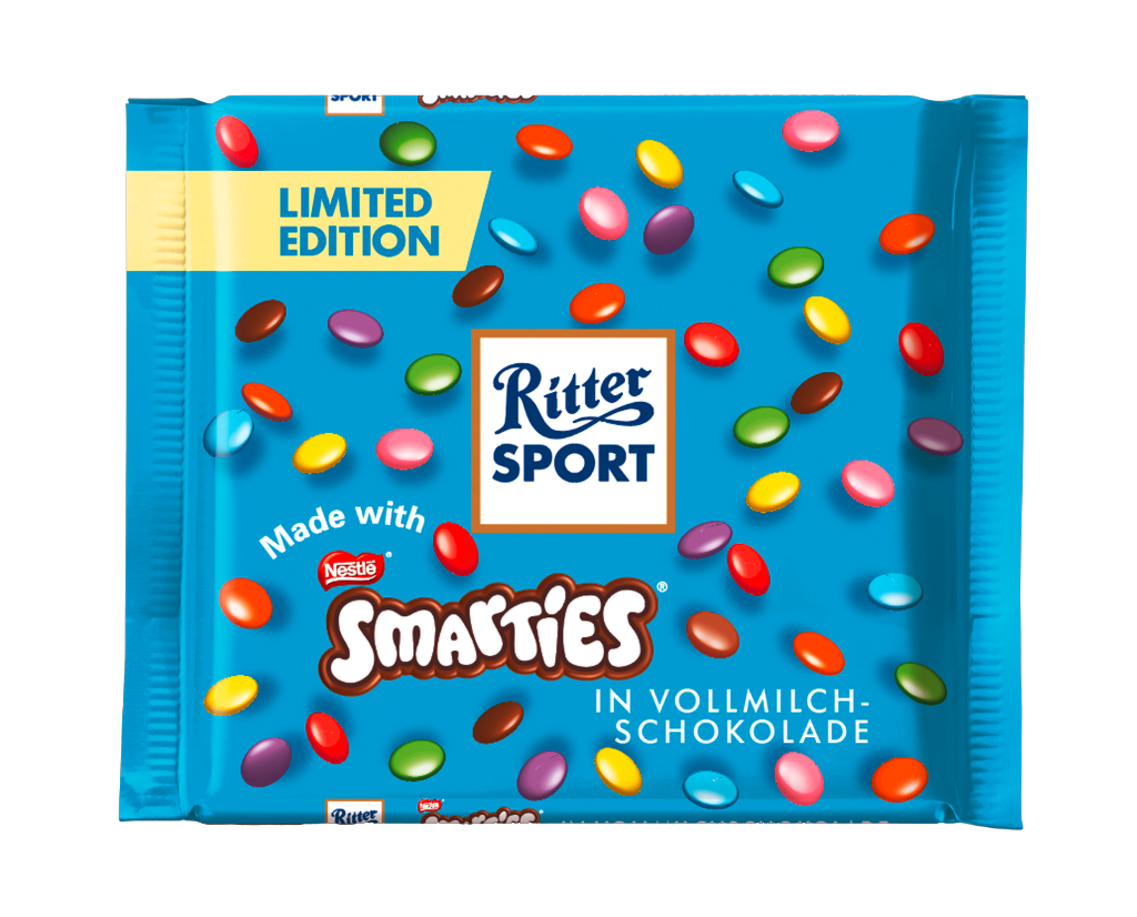 12 100g Ta Ritter Sport Smarties Vollmilch Limited Edition 