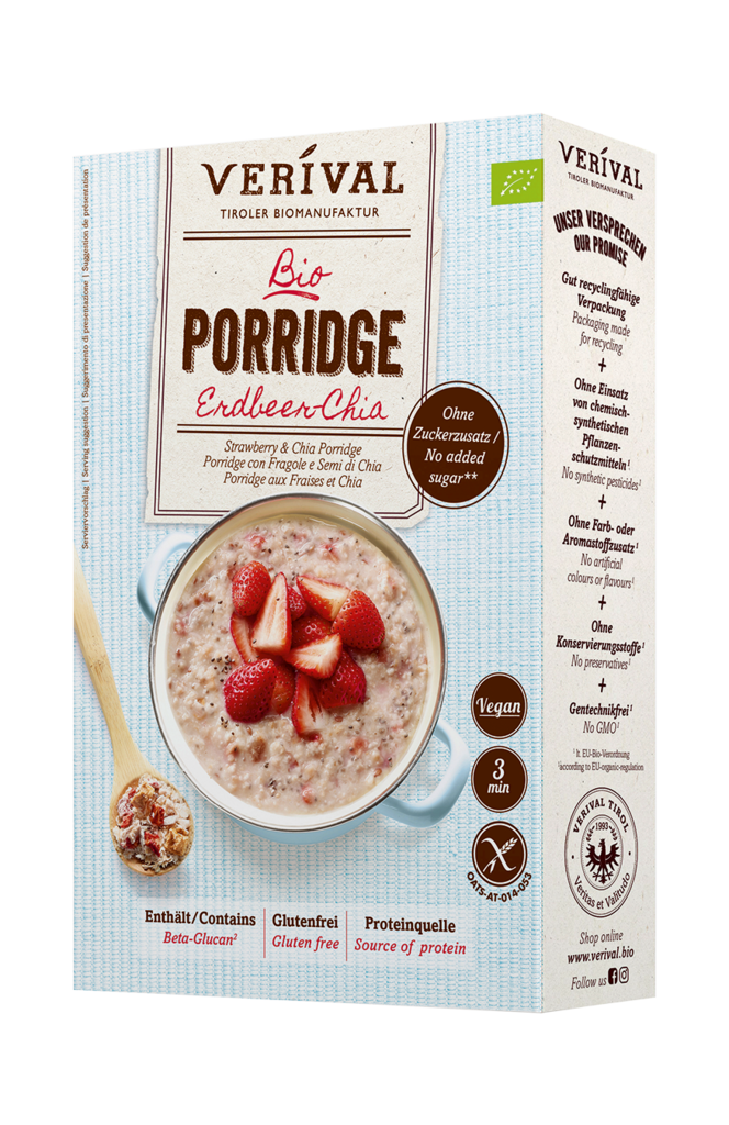 6 350g Pg Verival BIO Porridge Erdbeer Chia 