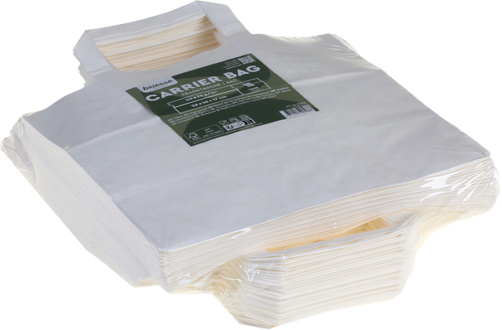 5 50St Pg Belesse Papiertragetasche weiss 26x26+17cm 70g/m² 