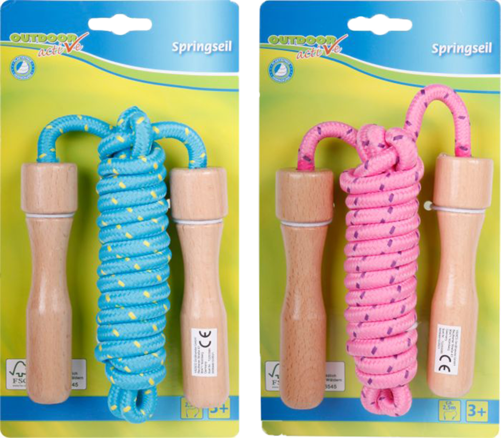1 1St Pg Outdoor active Springseil bunt, Holzgriff, Länge 250 cm, sortiert 