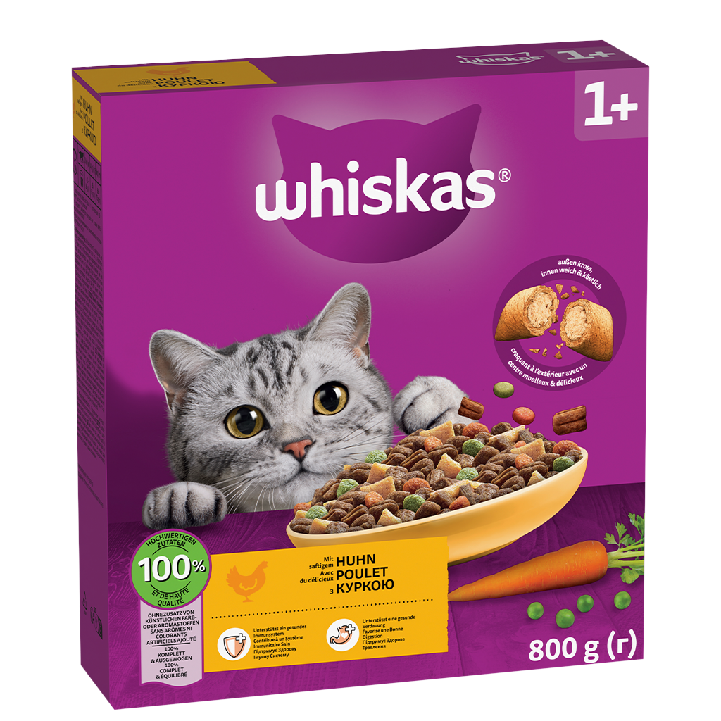 5 800g Pg Whiskas Katzen Trockenfutter Huhn 1+ 