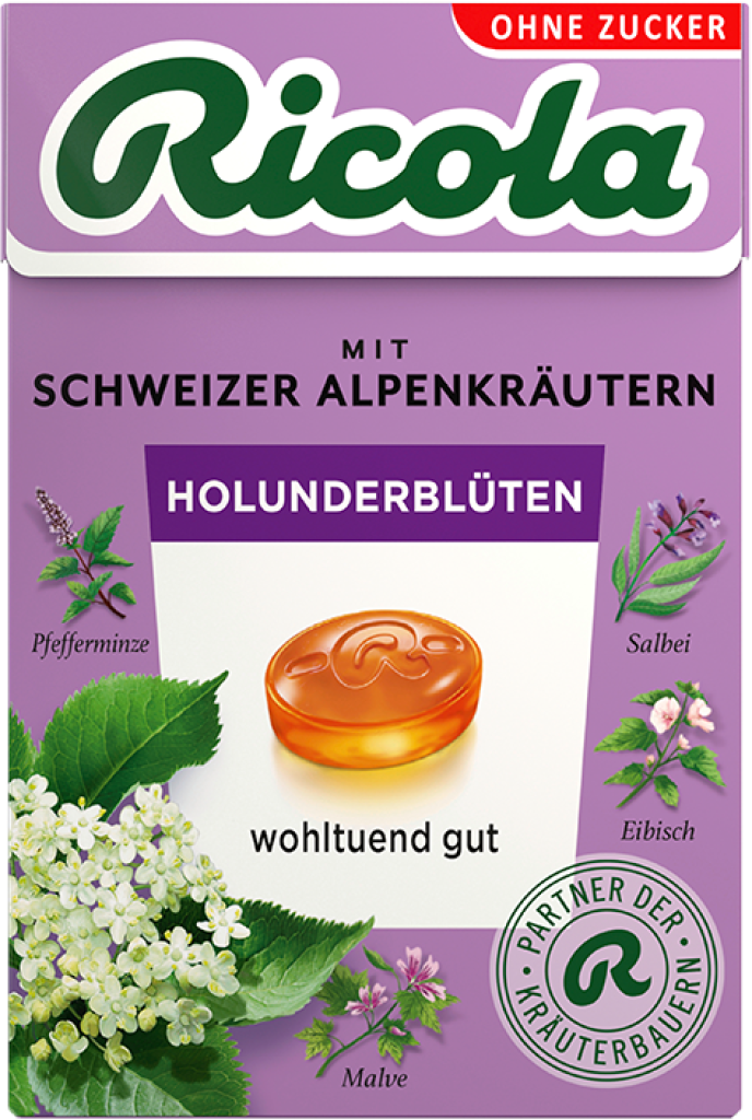 10 50g Pg Ricola Holunderblüten zuckerfrei 