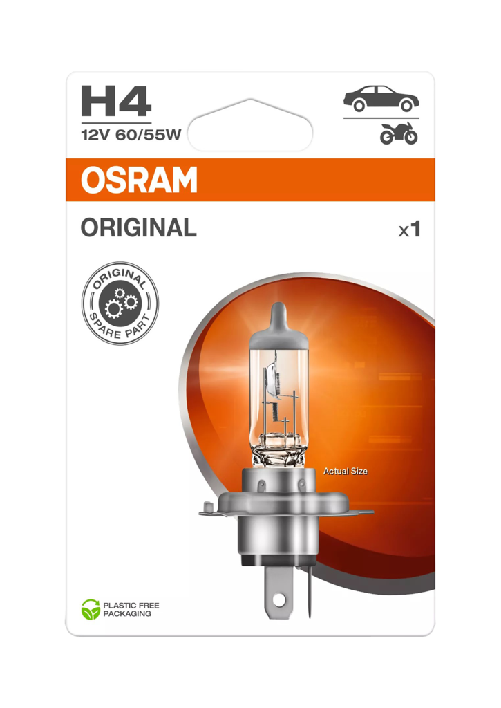 10 St Pg Osram Original H4 12V Einzelblister 12V 60/55W 