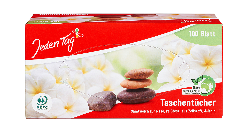 15 100St Pg Jeden Tag Taschentücher Box 4lg. 