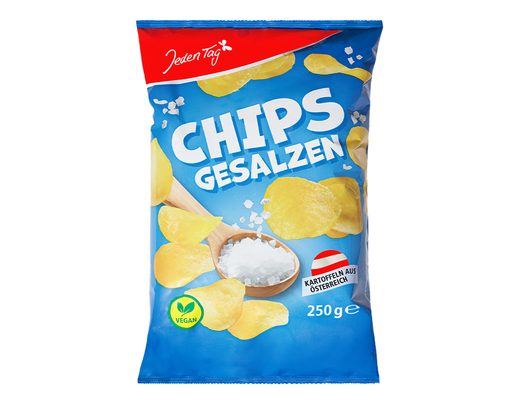 16 250g Pg Jeden Tag Kartoffelchips gesalzen 