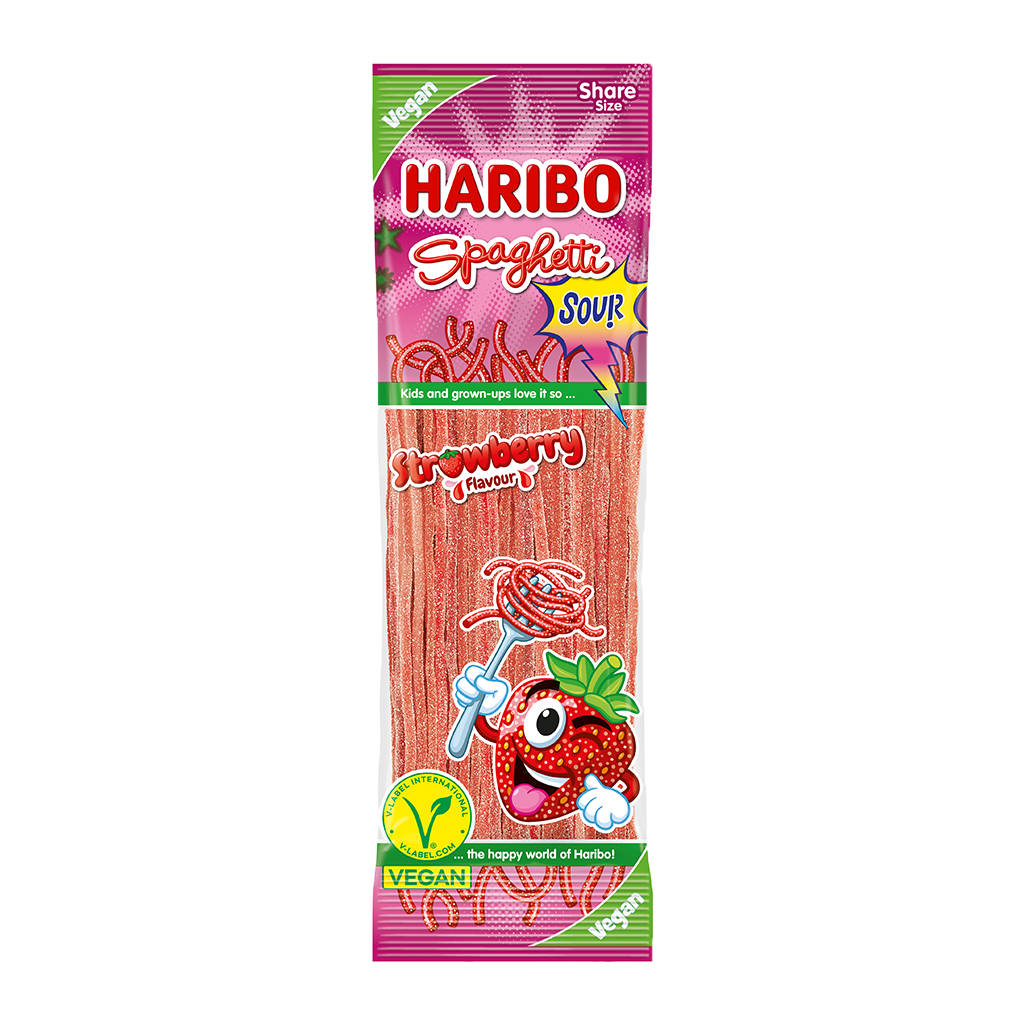 15 200g Bt Haribo Spaghetti Erdbeere  