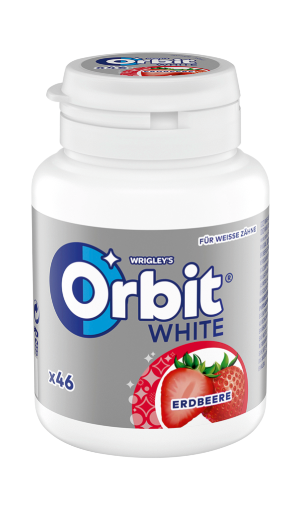 12 46 StkPg Orbit White Kaugummi Strawberry Bottle 