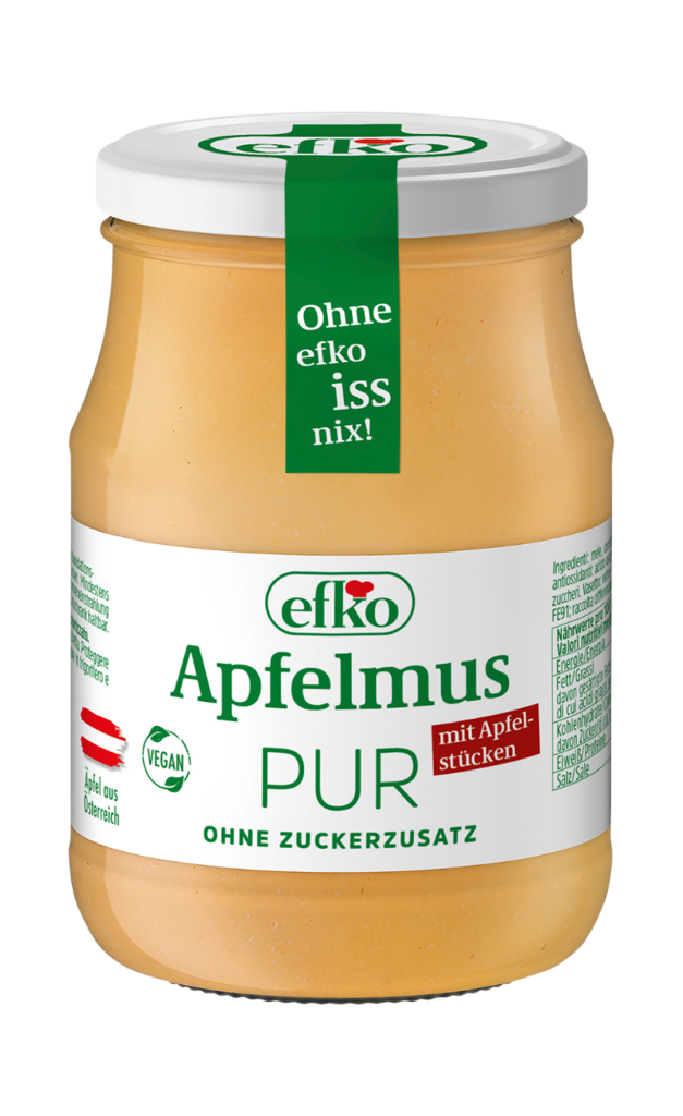 6 370mlGl Efko Apfelmus mit Apfelstücken 