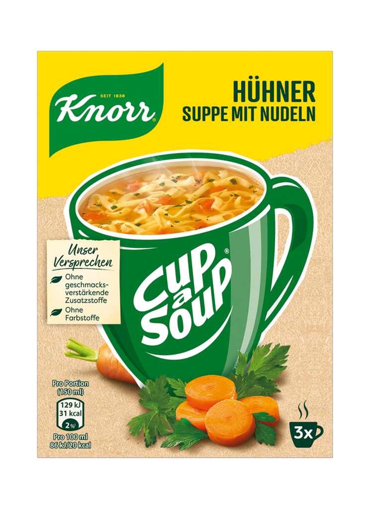 12 45g Pg Knorr Instant Cup a Soup Hühnersuppe mit Nudeln 