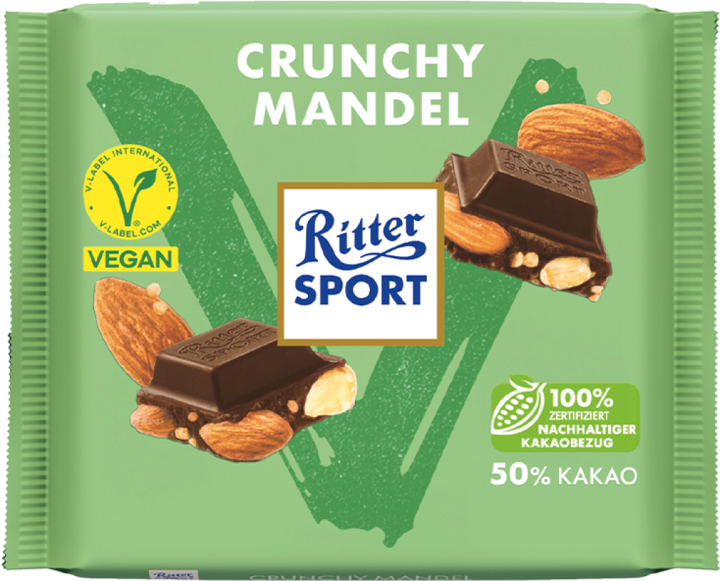 10 100g Ta Ritter Sport Vegan Crunchy Mandel 