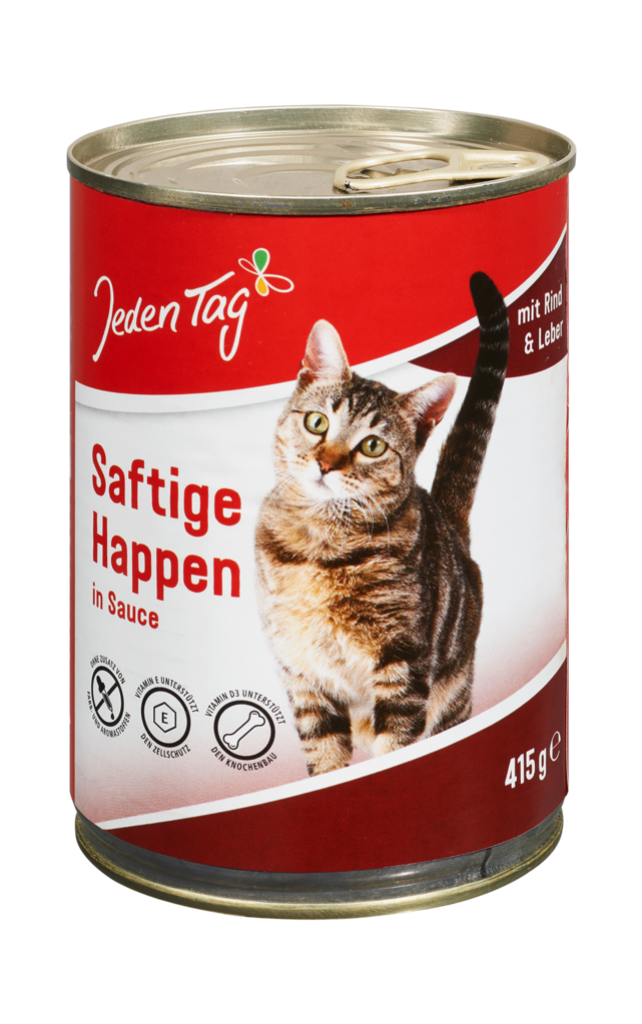 12 415grPg Jeden Tag Katzenfutter Saftige Happen Rind & Leber Cat 