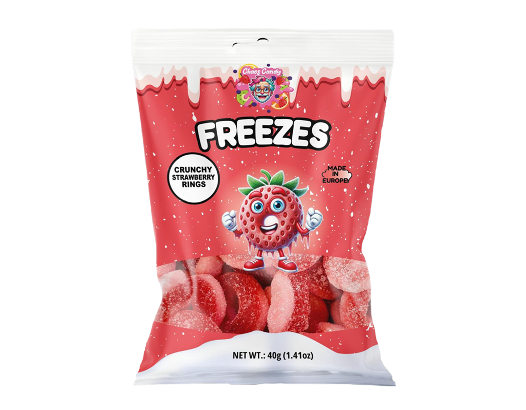 16 40g Bt Chaos Candy Freezes Crunchy Strawberry Rings 