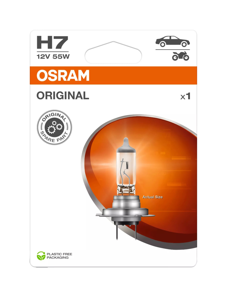 10 St Pg Osram H7 Standard Einzelblister 12V/55W 
