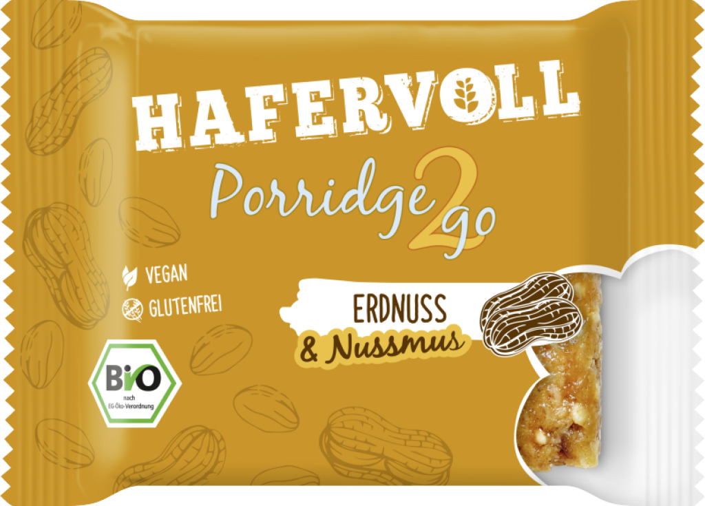 13 55g Rg Hafervoll Bio Porridge 2 go Erdnuss  