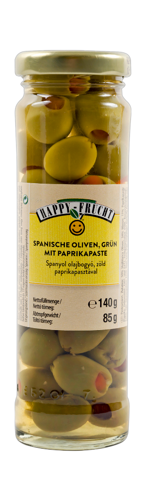12 140gr Gl Happy Frucht Oliven frün m. Paprikap. 