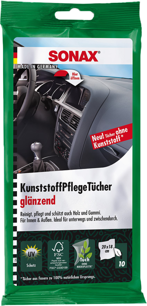12 10St Pg Sonax KunststoffPflegeTücher glänzend 