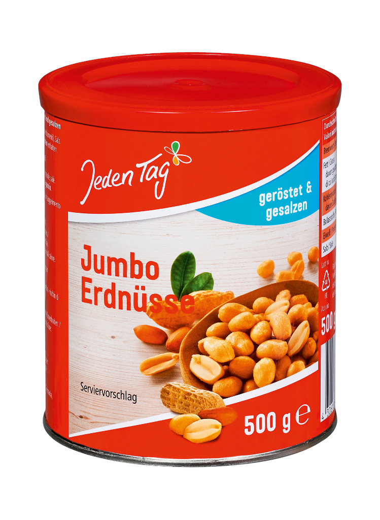 12 500g Ds Jeden Tag Jumbo Erdnüsse geröstet und gesalzen  