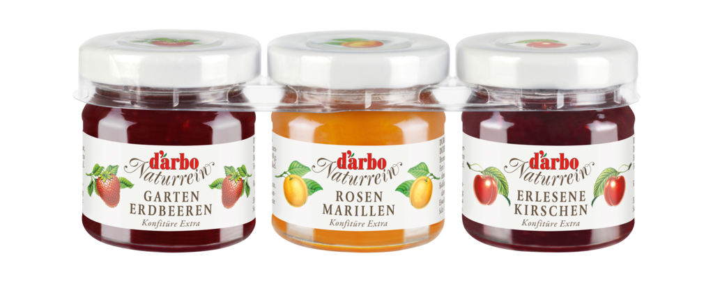 10 3erKt Darbo Naturrein Triple Mini-Konfitüre 120 gr 