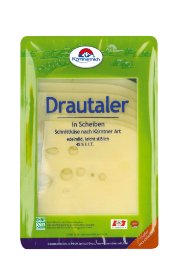 1 150gr Pg Kärntnermilch Drautaler 45% Scheiben 