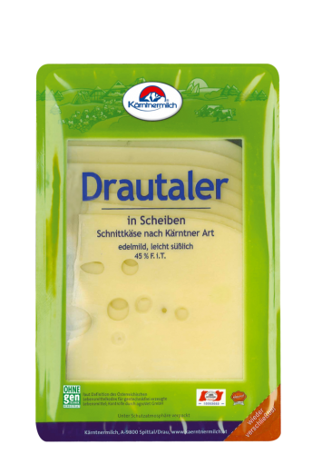 1 150g Pg Kärntnermilch Drautaler 45% Scheiben 