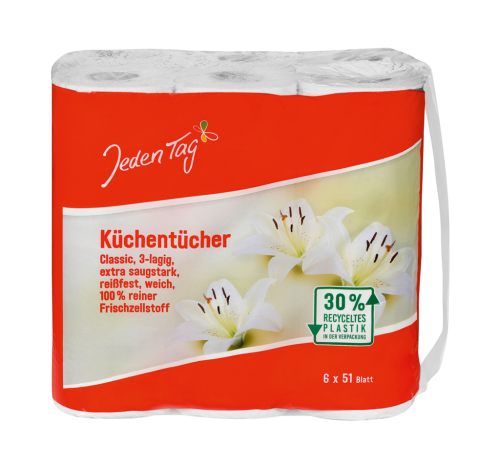 8 6St Pg Jeden Tag Küchenrolle 3lagig 