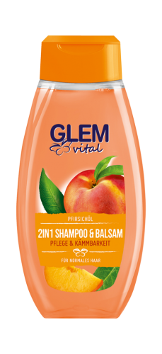6 350ml Fl Glem Vital Shampoo+Balsam Pfirsich 2in1 