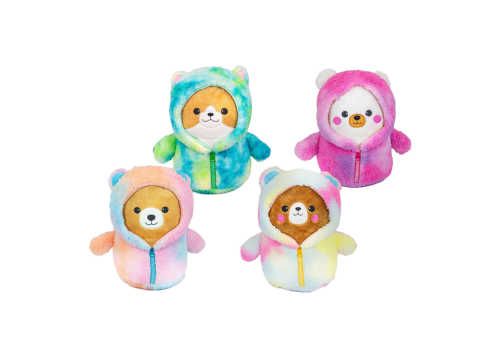 1 1St Pg Plüsch Hoodie Tiere, 4fach sort., 28 cm 