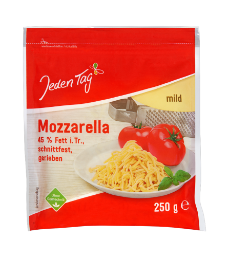10 250gr Pg Jeden Tag Mozzarella gerieben 