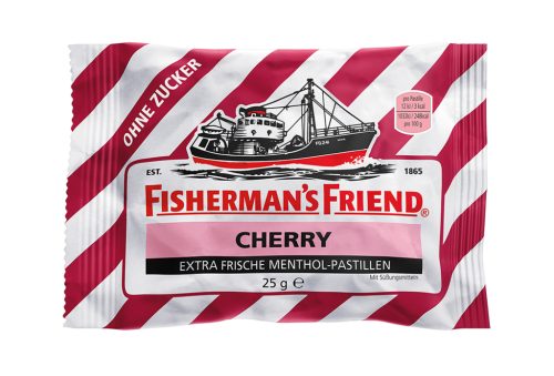 24 25g Ro Fishermans Friend Pastillen Wild Cherry zuckerfrei 