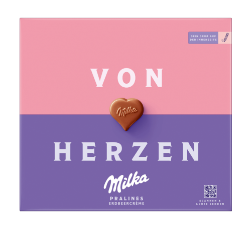 10 110gr Pg Sags mit Milka Von Herzen Erdbeere 