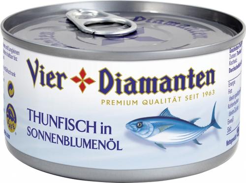 8 195g Ds Vier Diamanten Thunfisch in Sonnenblumenöl  