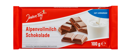 42 100g Ta  Jeden Tag Alpenvollmilch Tafelschokolade  