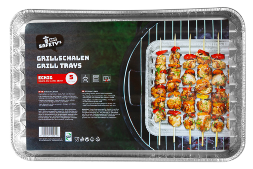 30 5St Pg Grillsschale Alu BBQ 345x225x35mm 