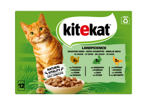4 12 St Pg Kitekat Katzenfutter Landpicknick in Sauce 
