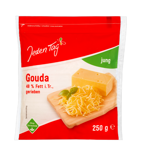 12 250gr Pg Jeden Tag Gouda gerieben 