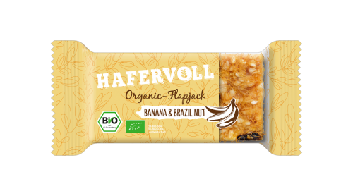 18 60grPg Hafervoll BIO Flapjack Banana & Brazil Nut 