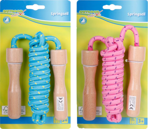 1 1St Pg Outdoor active Springseil bunt, Holzgriff, Länge 250 cm, sortiert 