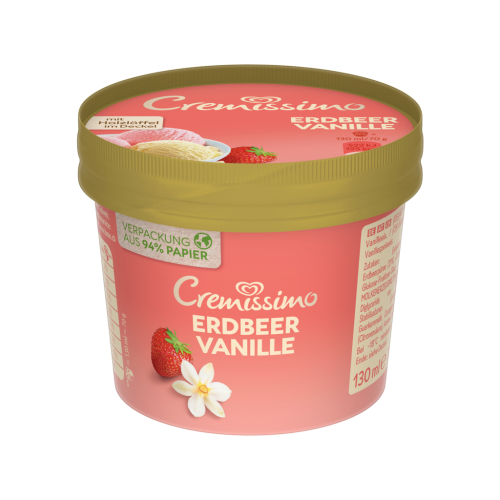 24 130ml Pg Eskimo Eisbecher Cremissimo Erdbeer-Vanille 