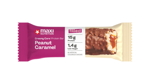 12 45grPg MaxiNutrition Creamy Core Protein Bar Peanut Caramel 