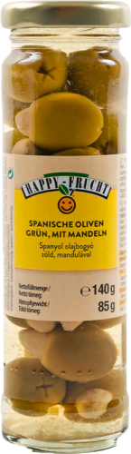 12 140g Pg Happy Frucht Oliven grün mit Mandeln 