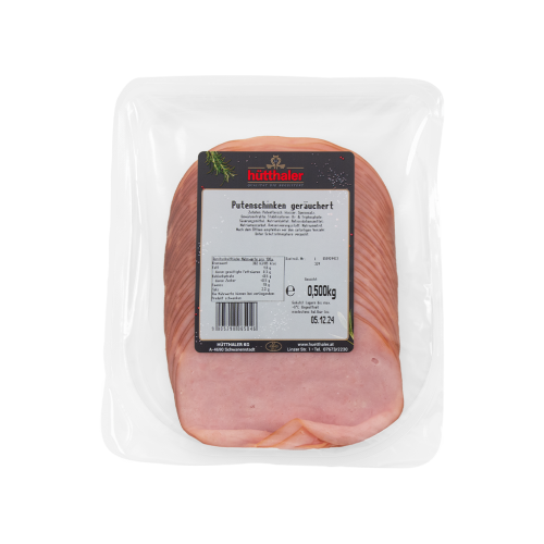 1 500g Pg Hütthaler Putenschinken geschnitten und geräuchert 